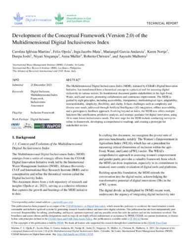Development of the conceptual framework (version 2.0) of the Multidimensional Digital Inclusiveness Index