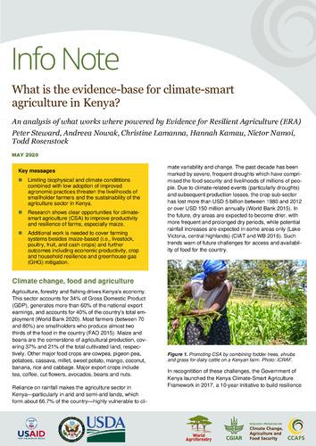What is the evidence-base for climate-smart agriculture in Kenya? An analysis of what works where powered by Evidence for Resilient Agriculture (ERA)