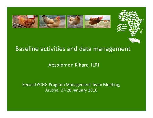 Baseline activities and data management