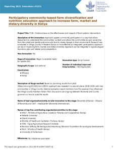 Participatory community-based farm diversification and nutrition education approach to increase farm, market and dietary diversity in Kenya