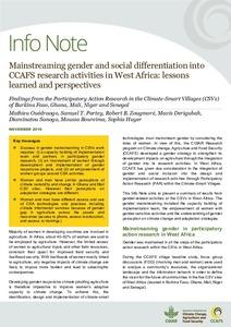 Mainstreaming gender and social differentiation into CCAFS research activities in West Africa: lessons learned and perspectives
