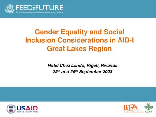 Feed the Future: gender equality and social inclusion considerations in AID-I Great Lakes Region
