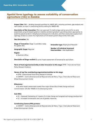 Spatial farm typology to assess suitability of conservation agriculture (CA) in Zambia