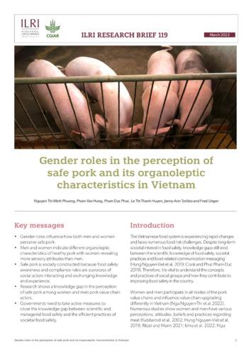 Gender roles in the perception of safe pork and its organoleptic characteristics in Vietnam