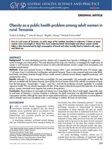 Obesity as a public health problem among adult women in rural Tanzania