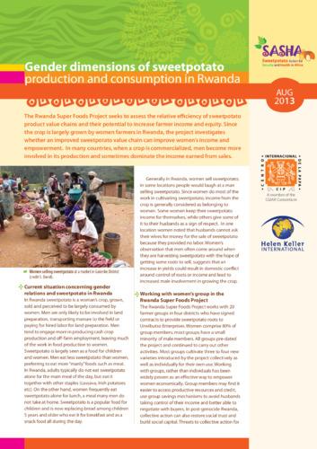 Gender dimensions of sweetpotato production and consumption in Rwanda