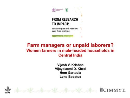 Farm-managers or unpaid laborers? Women farmers in male-headed households of Central India