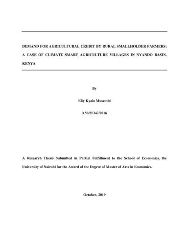 Demand for agricultural credit by rural smallholder farmers: A case of climate smart agriculture villages in Nyando Basin, Kenya