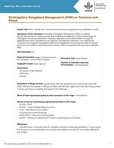 Participatory Rangeland Management (PRM) in Tanzania and Kenya
