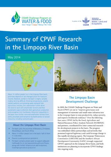 Summary of CPWF Research in the Limpopo River Basin