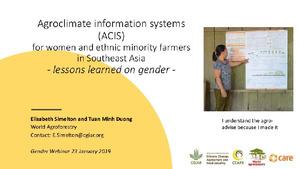 Agroclimate Information Systems (ACIS) for women and ethnic minority farmers in Southeast Asia