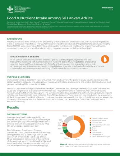 Food and nutrient intake among Sri Lankan adults