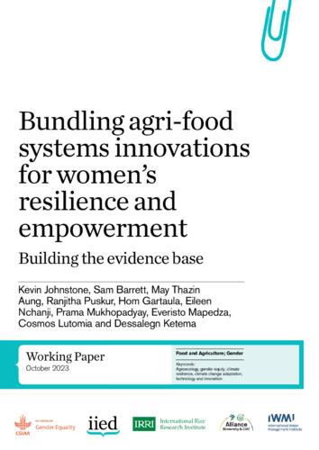 Bundling agri-food systems innovations for women’s resilience and empowerment Building the evidence base