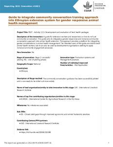 Guide to integrate community conversation training approach into Ethiopian extension system for gender responsive animal health management