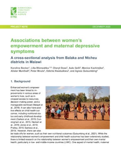 Associations between women’s empowerment and maternal depressive symptoms: A cross-sectional analysis from Balaka and Ntcheu districts in Malawi