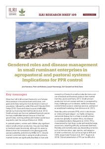 Gendered roles and disease management in small ruminant enterprises in agropastoral and pastoral systems: Implications for PPR control