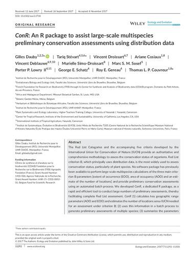 ConR: An R package to assist large-scale multispecies preliminary conservation assessments using distribution data