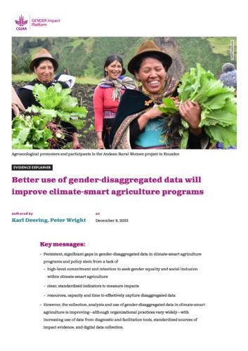 Better use of gender-disaggregated data will improve climate-smart agriculture programs