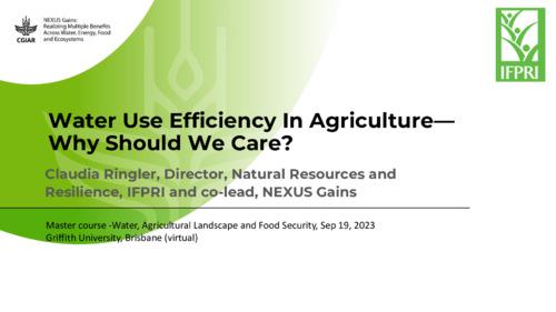 Water Use Efficiency In Agriculture—Why Should We Care?