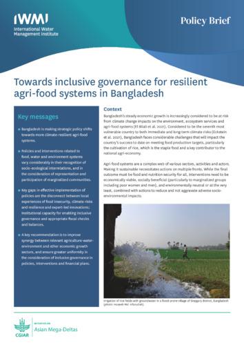 Towards inclusive governance for resilient agri-food systems in Bangladesh