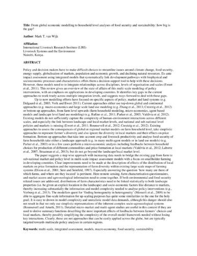 From global economic modelling to household level analyses of food security and sustainability: How big is the gap and can we bridge it?