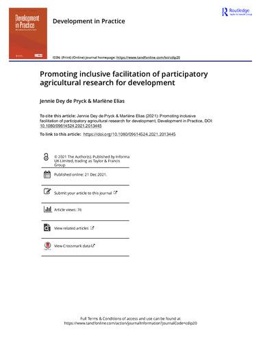 Promoting inclusive facilitation of participatory agricultural research for development
