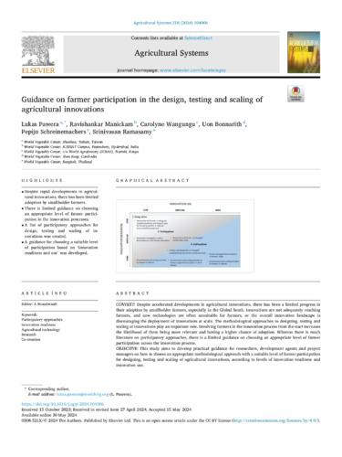 Guidance on farmer participation in the design, testing and scaling of agricultural innovations