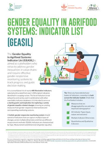 Gender equality in agrifood systems: Indicator list (GEASIL)