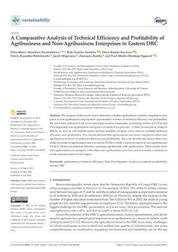 A comparative analysis of technical efficiency and profitability of agribusiness and non-agribusiness enterprises in eastern DRC