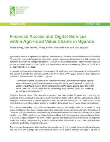 Financial access and digital services within agri-food value chains in Uganda