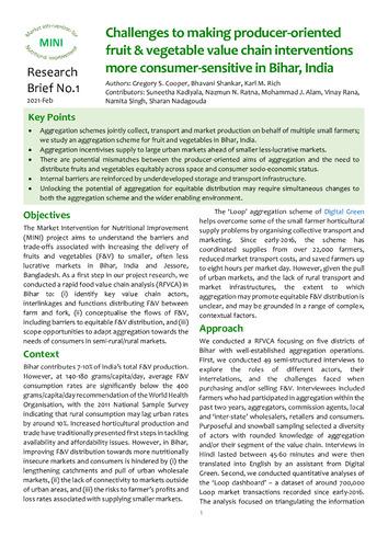 Challenges to making producer-oriented fruit & vegetable value chain interventions more consumer-sensitive in Bihar, India