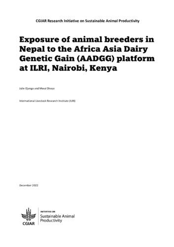 Exposure of animal breeders in Nepal to the Africa Asia Dairy Genetic Gain (AADGG) platform at ILRI, Nairobi, Kenya