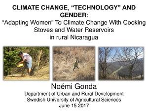 Climate change, 'technology' and gender: "Adapting women" to climate change with cooking stoves and water reservoirs in rural Nicaragua