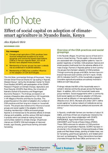 Effect of social capital on adoption of climate-smart agriculture in Nyando Basin, Kenya