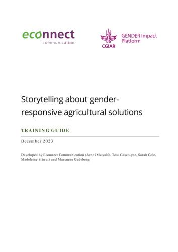 Storytelling about gender-responsive agricultural solutions: Training Guide