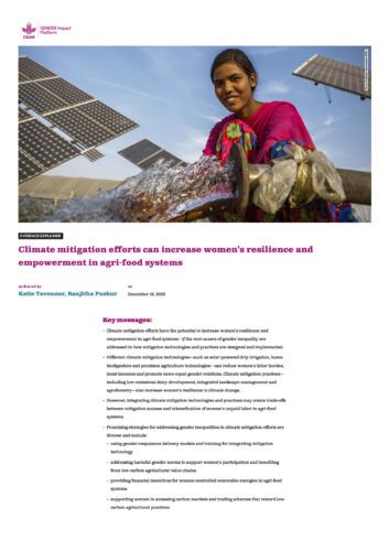 Climate mitigation efforts can increase women’s resilience and empowerment in agri-food systems