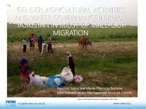 Gender, agricultural activities and water governance in rural Tajikistan in midst of male-out migration