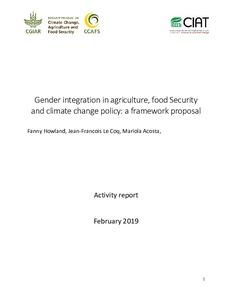 Activity report: Gender integration in agriculture, food Security and climate change policy: a framework proposal