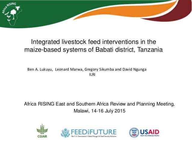 Integrated livestock feed interventions in the maize-based systems of Babati District, Tanzania