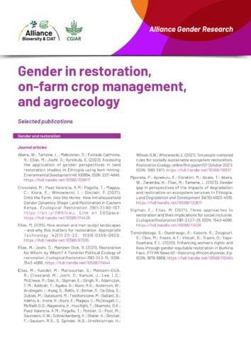 Gender in restoration, on-farm crop management and agroecology