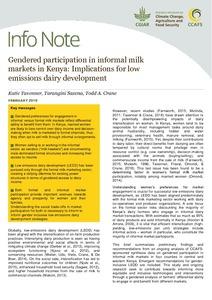 Gendered participation in informal milk markets in Kenya: Implications for low emissions dairy development