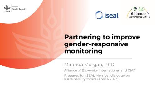 Partnering to improve gender-responsive monitoring