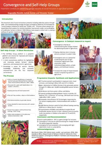 Convergence and Self-Help Groups: Conduits for advancing gender equality and social inclusion in agri-food systems