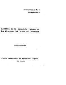 Aspectos de la ganadería vacuna en las llanuras del Caribe en Colombia