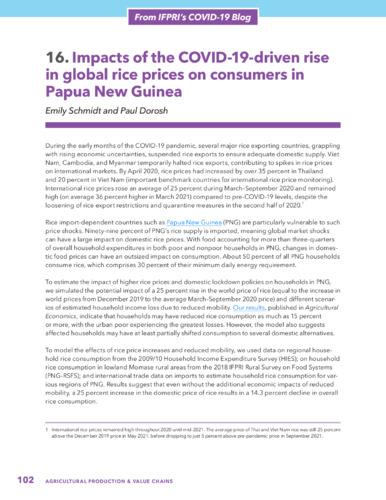 Impacts of the COVID-19-driven rise in global rice prices on consumers in Papua New Guinea