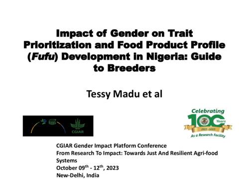 Impact of gender on trait prioritization and food product profile (fufu) development in Nigeria: Guide to breeders