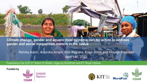 Climate change, gender and aquatic food systems: call for action to address gender and social inequalities matters in the nexus