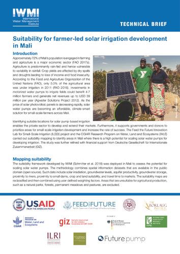 Suitability for farmer-led solar irrigation development in Mali