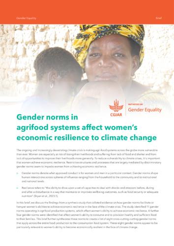 Gender norms in agrifood systems affect women’s economic resilience to climate change