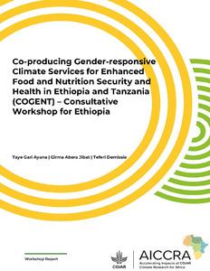 Co-producing Gender-responsive Climate Services for Enhanced Food and Nutrition Security and Health in Ethiopia and Tanzania (COGENT) – Consultative Workshop for Ethiopia